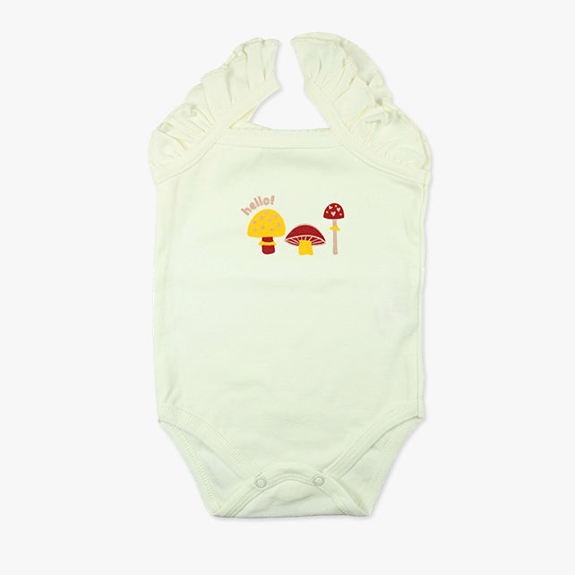 Bebi bodi na bretele za djevojčice Mushroom od pamuka u bež boji