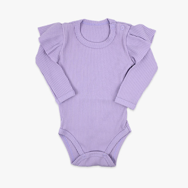 Rebrasti bodi dugih rukava Ribbed za bebe djevojčice u lila boji