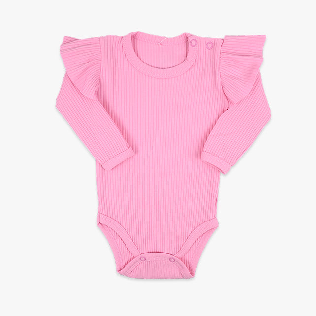 Rebrasti bodi dugih rukava Ribbed za bebe djevojčice u roze boji