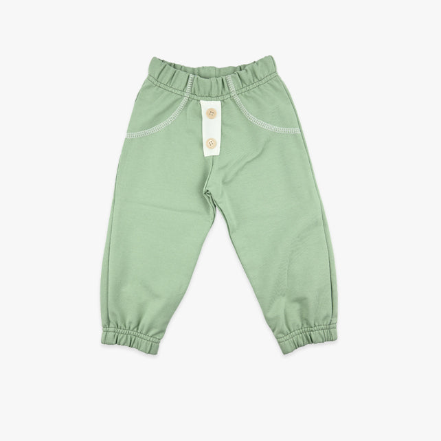 Donji dio za bebe dječake Tiny Buttons – pamučne hlačice s dugmićima u maslinasto zelenoj boji