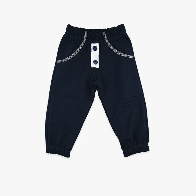 Donji dio za bebe dječake Tiny Buttons – pamučne hlačice s dugmićima u teget plavoj boji