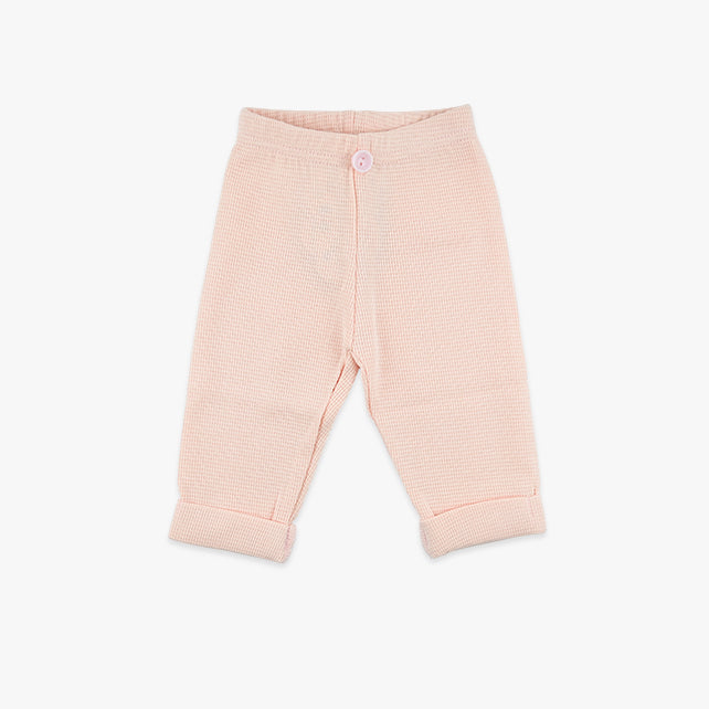 Donji dio za bebe djevojčice od waffle pamuka – bebi roza boja 