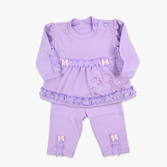 Komplet za bebe djevojčice Bow u lila boji