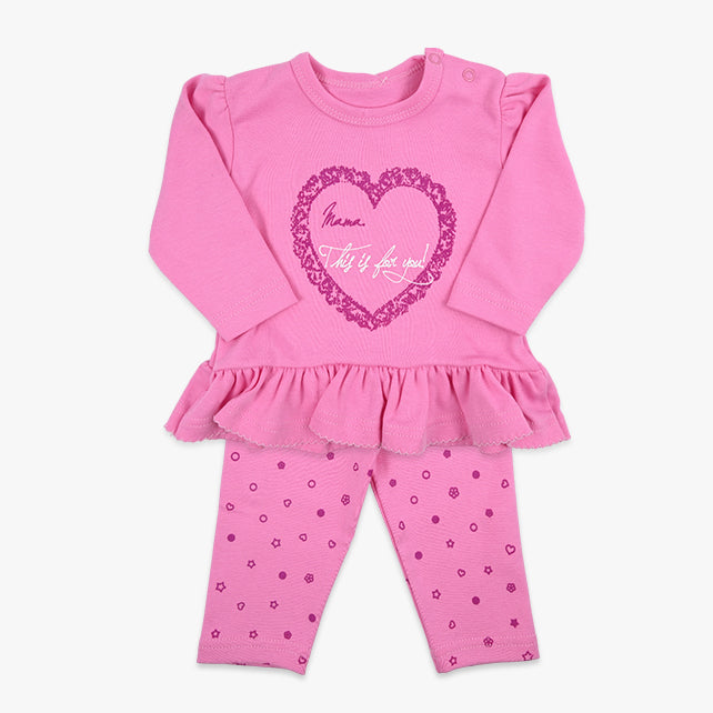 Bebi komplet Rosy heart sa majicom i helankicama u roze boji