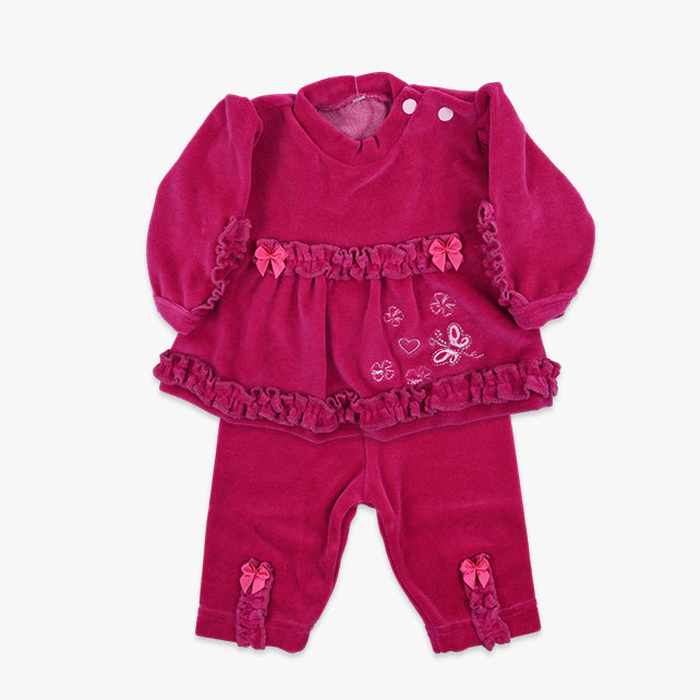 Plišani komplet za bebe djevojčice Bow u ciklama boji