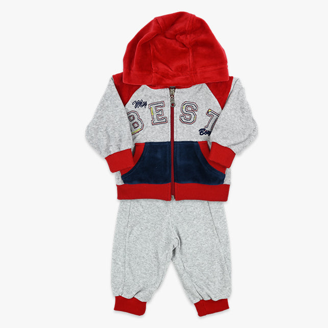 Plišani bebi komplet Best za dječake u sivo-crvenoj boji