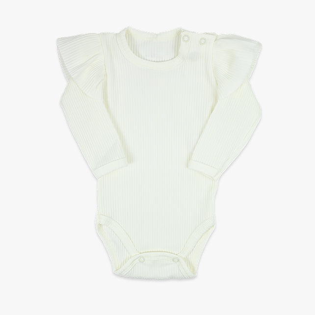 Rebrasti bodi dugih rukava Ribbed za bebe djevojčice u bež boji