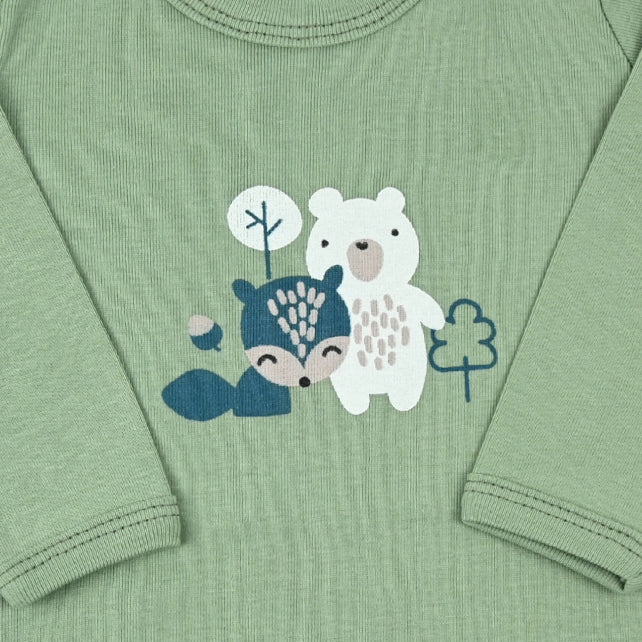 Bebi bodi dugih rukava od mekanog pamuka za bebe dječake u maslinasto zelenoj boji