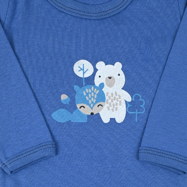 Bebi bodi dugih rukava od mekanog pamuka za bebe dječake u plavoj boji