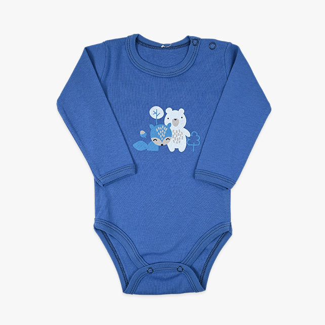 Bebi bodi dugih rukava od mekanog pamuka za bebe dječake u plavoj boji