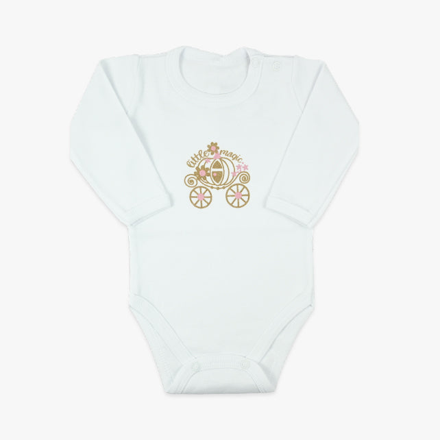 Bebi bodi dugih rukava od mekanog pamuka za bebe djevojčice u bijeloj boji