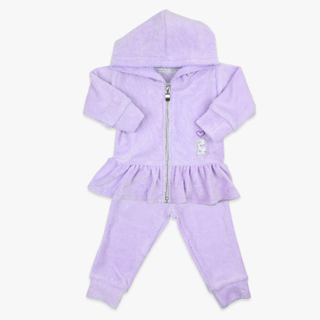 Komplet trenerka Basic za bebe djevojčice od mekanog pliša u lila boji