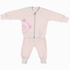 Komplet za bebe djevojčice Baby Bear – bebi rozi duks s medom i hlačice