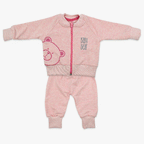 Komplet za bebe djevojčice Baby Bear – melirani roze duks s medom i hlačice
