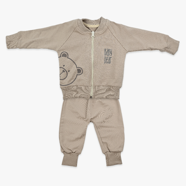 Komplet za bebe dječake Baby Bear – krem duks s medom i hlačice