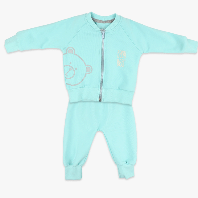 Komplet za bebe dječake Baby Bear – mint duks s medom i hlačice