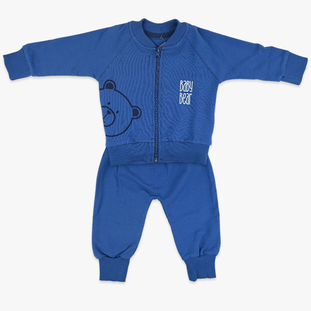 Komplet za bebe dječake Baby Bear – plavi duks s medom i hlačice