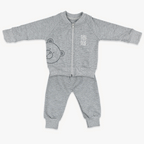 Komplet za bebe dječake Baby Bear – tamno sivi duks s medom i hlačice