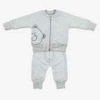 Komplet za bebe dječake Baby Bear – svijetlo sivi duks s medom i hlačice