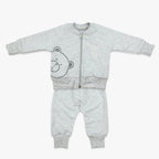 Komplet za bebe dječake Baby Bear – svijetlo sivi duks s medom i hlačice