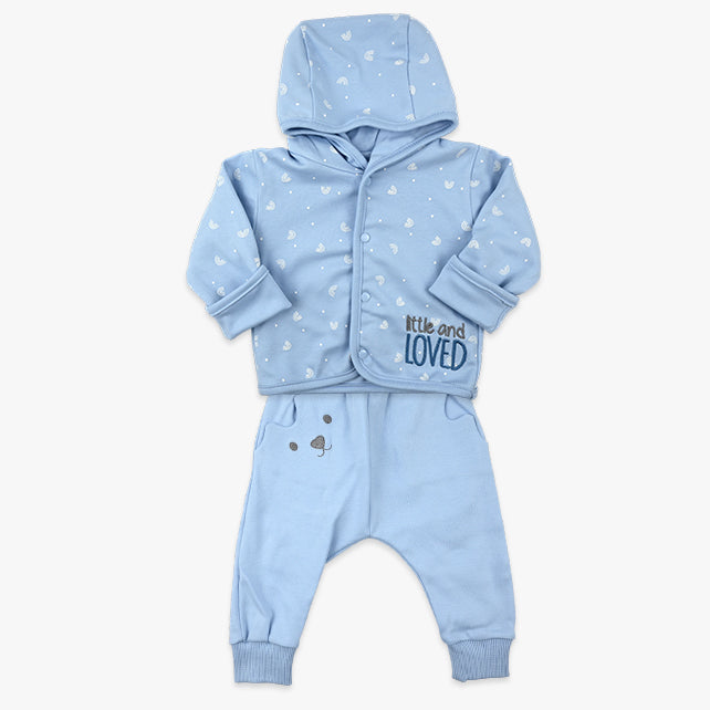 Komplet za bebe dječake Little & Loved od duplo postavljenog pamuka u svijetlo plavoj boji sa dugicama