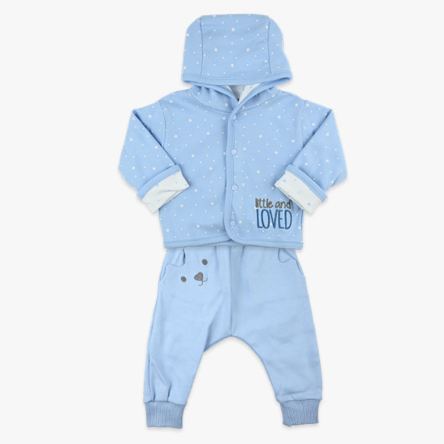 Komplet za bebe dječake Little & Loved od duplo postavljenog pamuka u svijetlo plavoj boji sa zvjezdicama