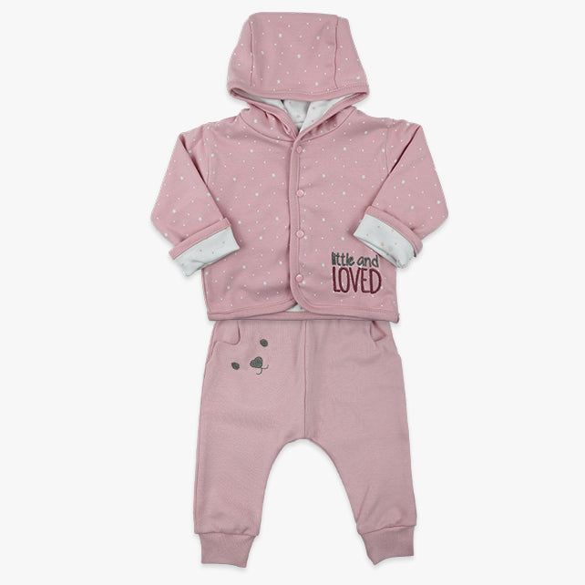 Komplet za bebe djevojčice Little & Loved od duplo postavljenog pamuka u puder roza boji sa zvjezdicama