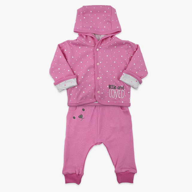 Komplet za bebe djevojčice Little & Loved od duplo postavljenog pamuka u roze boji sa zvjezdicama