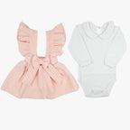 Komplet za bebe djevojčice Petite – haljinica i bodi u bebi roze boji
