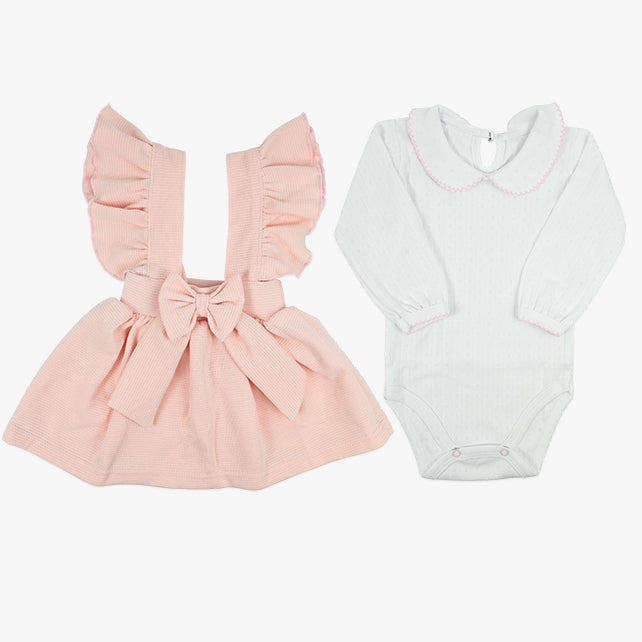 Komplet za bebe djevojčice Petite – haljinica i bodi u bebi roze boji
