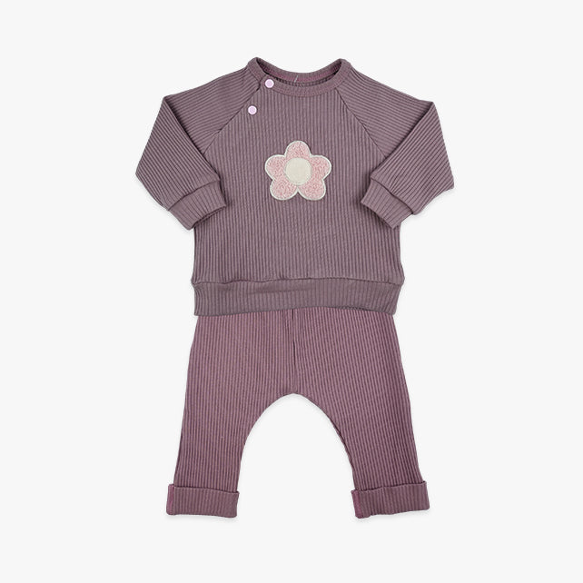 Komplet za djevojčice Flower – jorgovan duks s cvijetom i hlačice