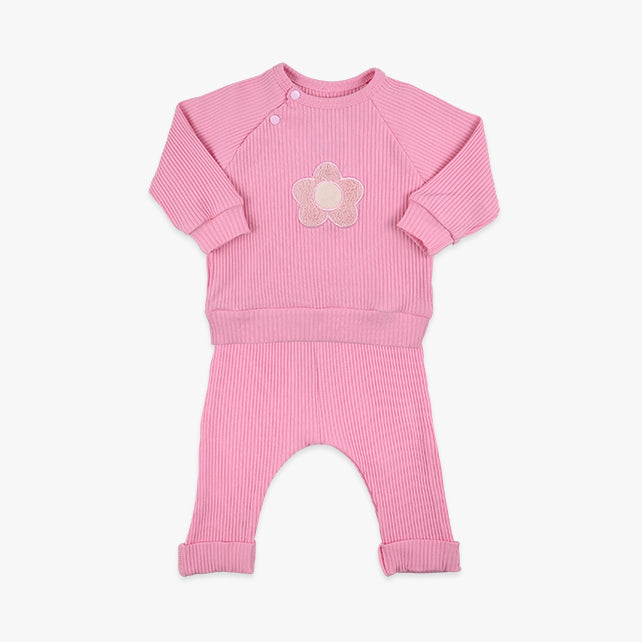 Komplet za djevojčice Flower – rozi duks s cvijetom i hlačice