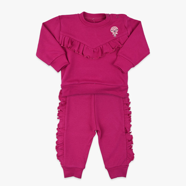 Komplet za bebe djevojčice Lollipop od pamučnog materijala s volanima 