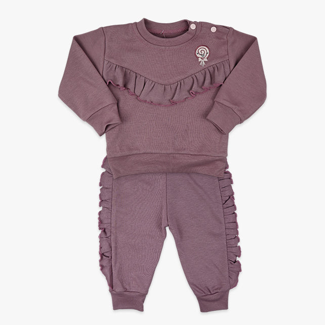 Komplet za bebe djevojčice Lollipop od pamučnog materijala s volanima 