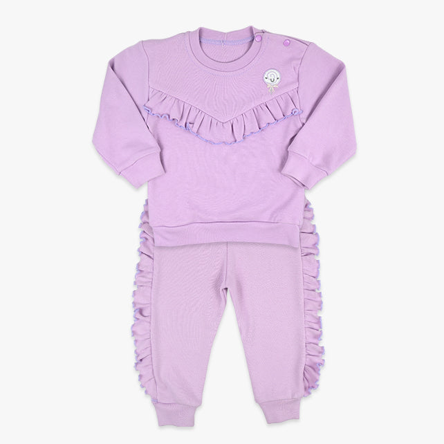 Komplet za bebe djevojčice Lollipop od pamučnog materijala s volanima 