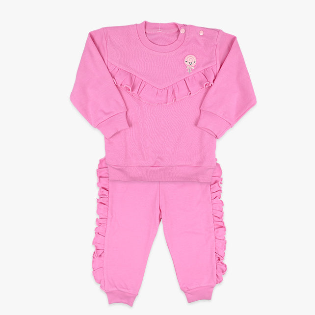 Komplet za bebe djevojčice Lollipop od pamučnog materijala s volanima 