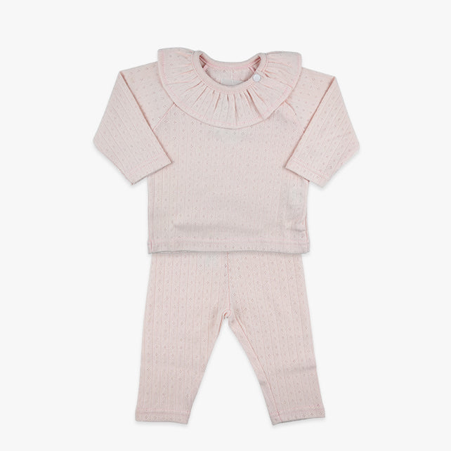 Komplet za djevojčice Pointelle – lagani rozi set od rupičastog pamuka