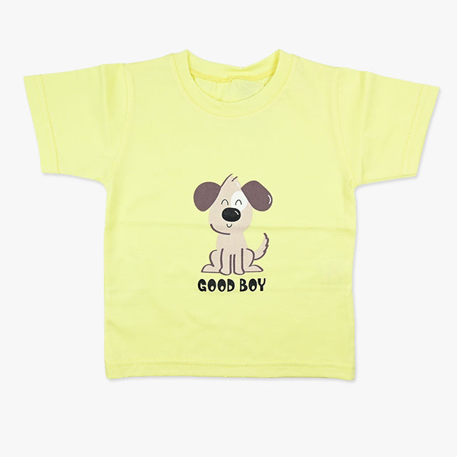 Good boy zuta majica kratkih rukava za  bebe dječake sa psom i natpisom good boy
