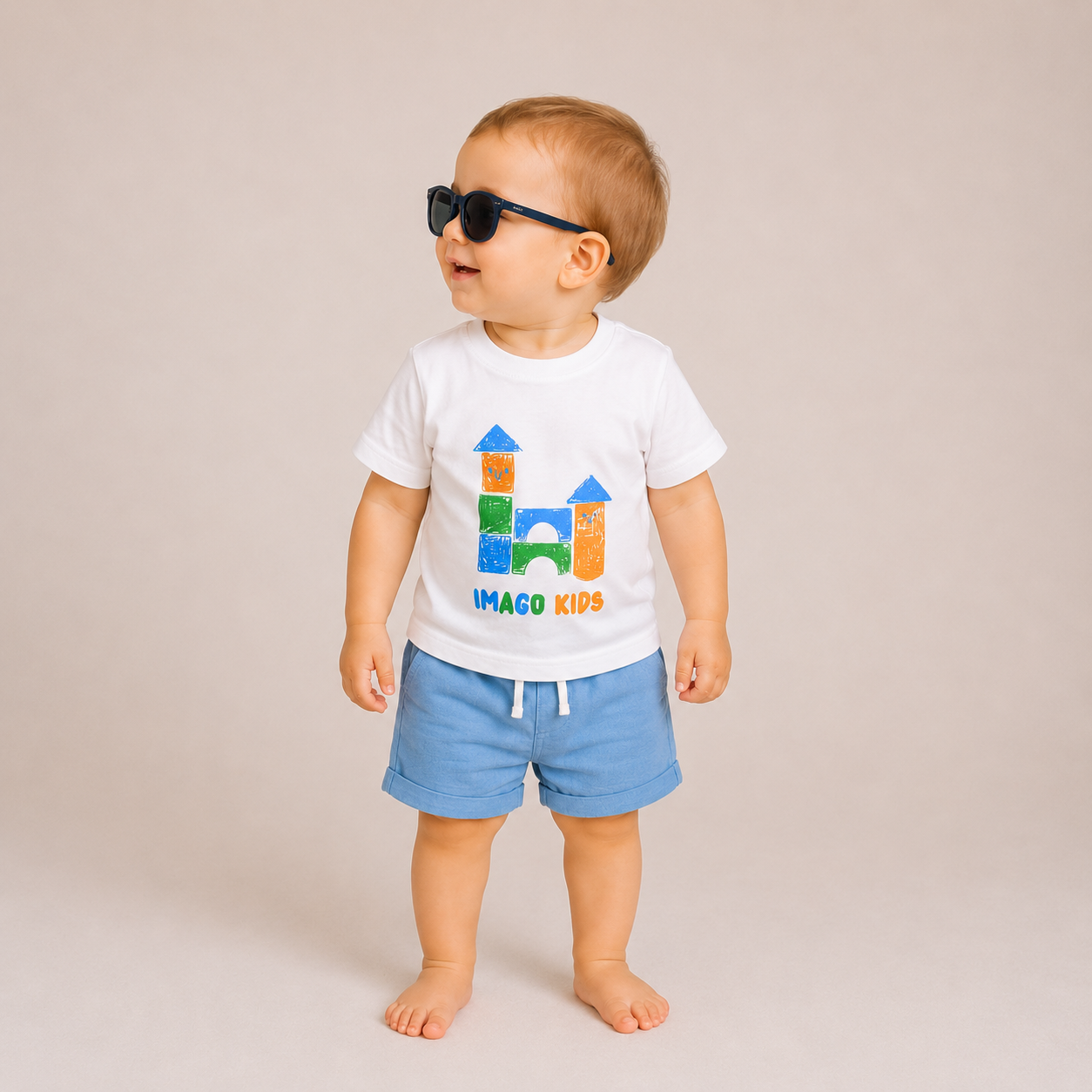 Sunny blocks bijela majica za bebe dječake sa motivom šarenih kockica