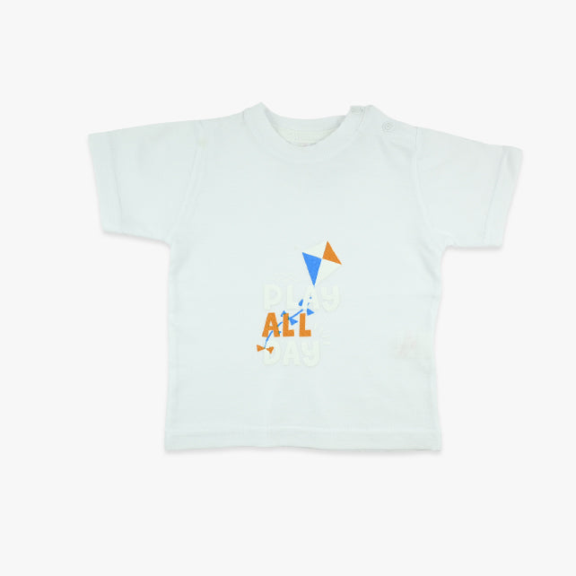 Majica kratkih rukava za bebe dječake Play u bijeloj boji