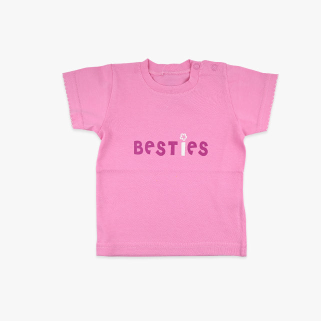Majica kratkih rukava za djevojčice Besties u roze boji