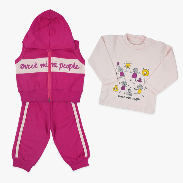 Komplet za bebe djevojčice Sweet Mini People u ciklama rozoj boji