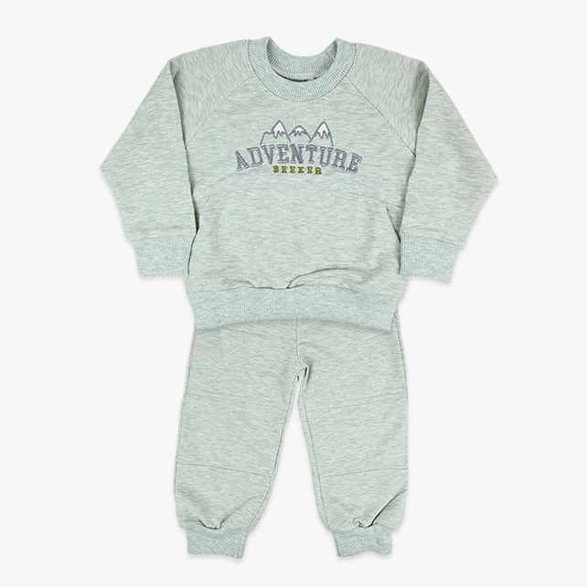 Trenerka za bebe dječake Adventure u meliranoj zelenoj boji