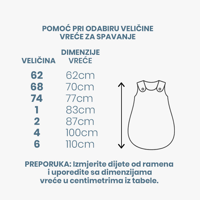 Bebi zatvorena zimska vreća za spavanje